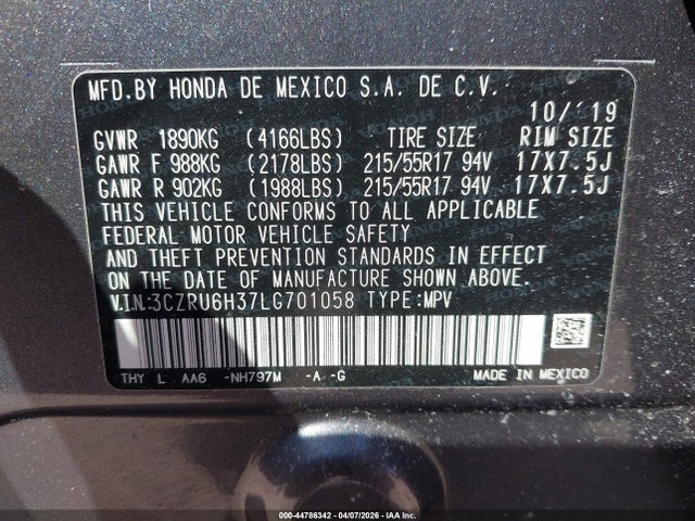 2020 HONDA HR-V 3CZRU6H37LG701058 Photo 8