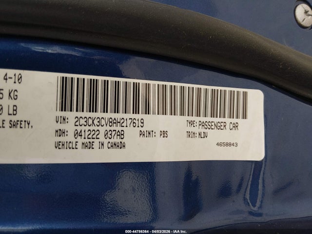 Продажа на аукционе авто 2010 Chrysler 300 Limited, vin: 2C3CK3CV8AH217619, номер лота: 44786364