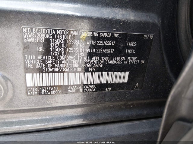 Toyota Rav4 Xle 2019 2T3W1RFV3KW030400 Image 9