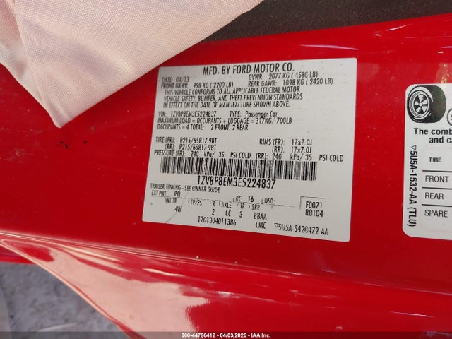 1ZVBP8EM3E5224837 Ford Mustang V6 Premium