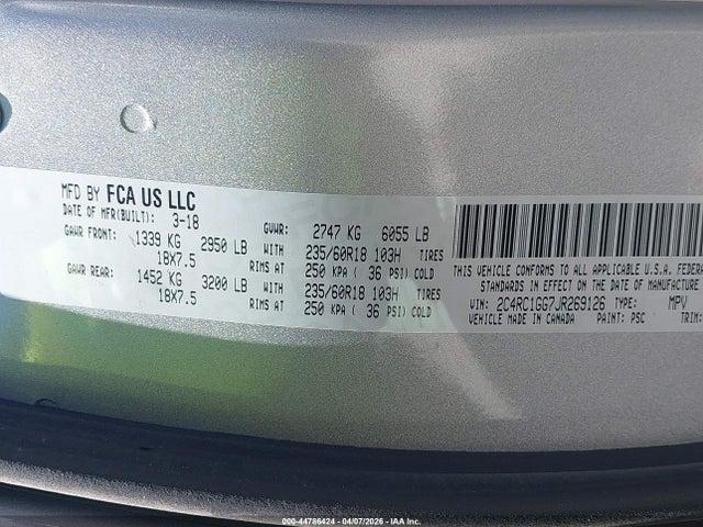 2018 CHRYSLER PACIFICA 2C4RC1GG7JR269126 Photo 8