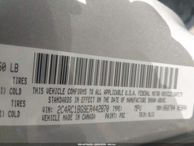 Продажа на аукционе авто 2014 Chrysler Town & Country Touring, vin: 2C4RC1BG9ER442870, номер лота: 44786439