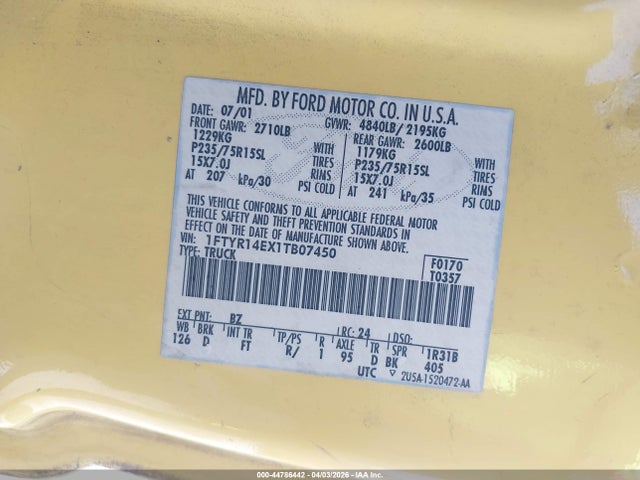 2001 FORD RANGER 1FTYR14EX1TB07450 Photo 8