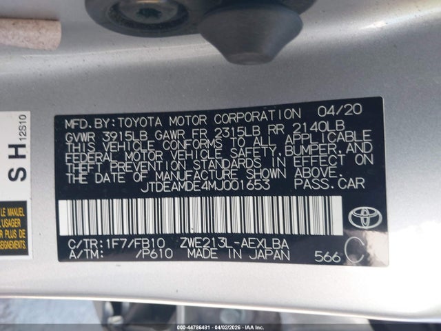 Toyota Corolla Hybrid Le 2021 JTDEAMDE4MJ001653 Image 9