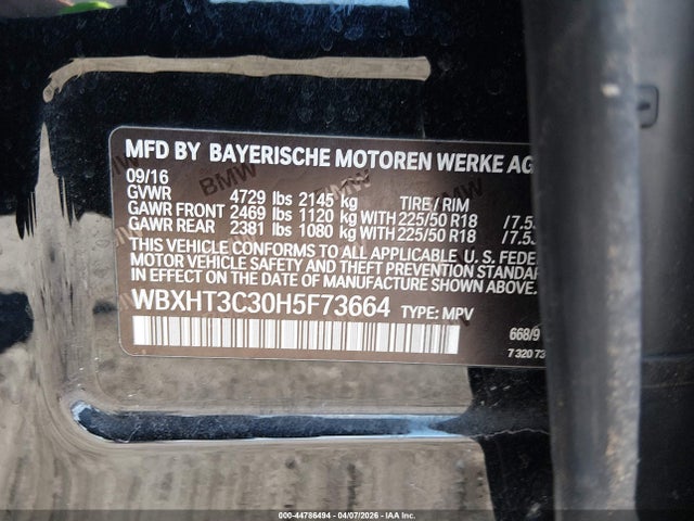 44786494 :رقم المزاد ، WBXHT3C30H5F73664 vin ، 2017 Bmw X1 Xdrive28i مزاد بيع