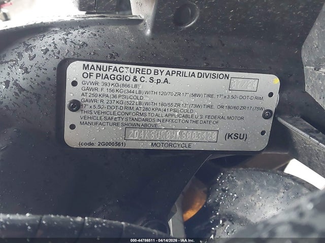 ZD4KSUG09RS003470 Aprilia Rs 660