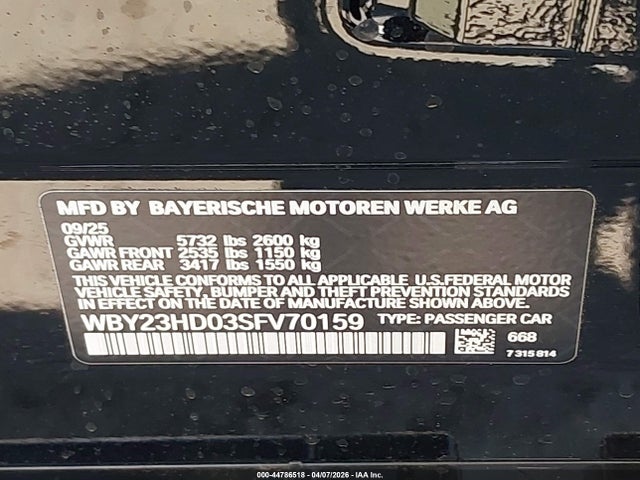 BMW I4 Gran Coupe Edrive40 2025 WBY23HD03SFV70159 Image 21