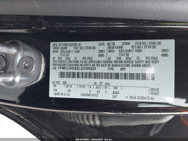 2020 FORD ESCAPE 1FMCU0G62LUC04223 Photo 8