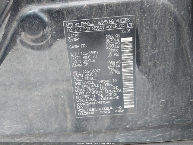 Nissan ROGUE SV 2016 KNMAT2MV9GP697540 Image 9