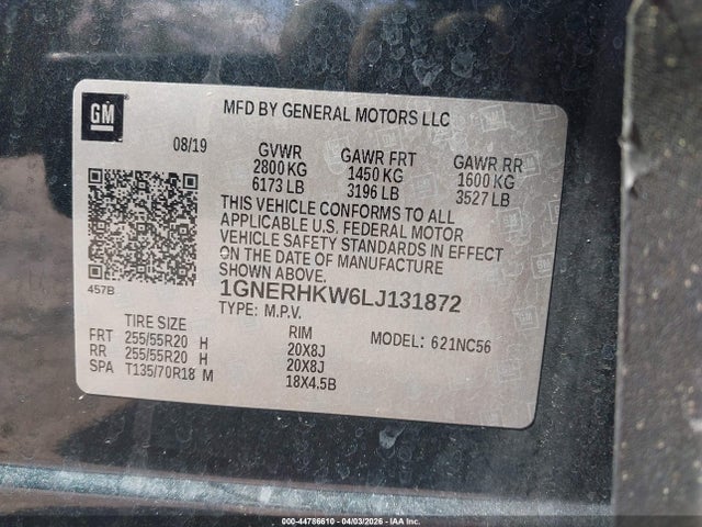 1GNERHKW6LJ131872 Chevrolet Traverse Fwd Lt Leather