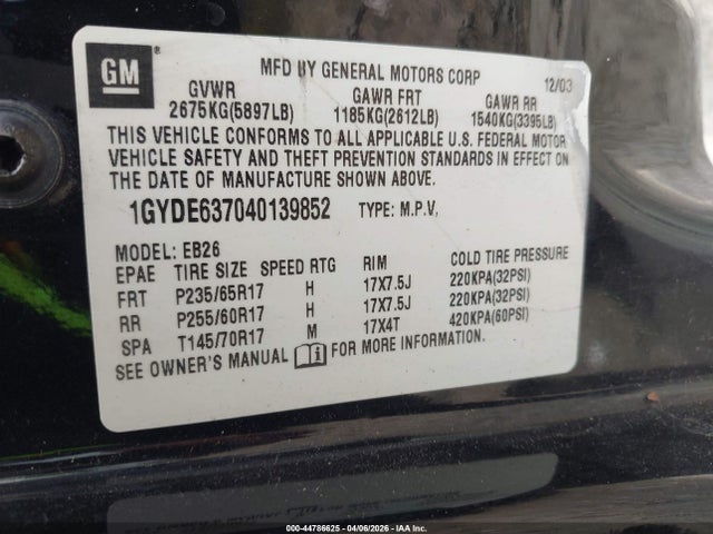 2004 CADILLAC SRX 1GYDE637040139852 Photo 8