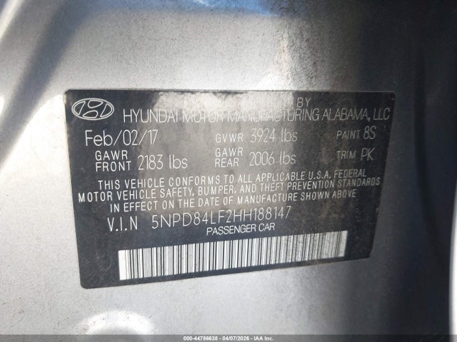 5NPD84LF2HH188147 Hyundai ELANTRA SE