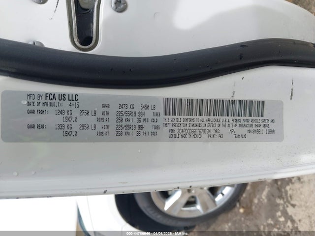 2015 Dodge Journey Limited მანქანა იყიდება აუქციონზე, vin: 3C4PDCDG6FT679134, აუქციონის ნომერი: 44786646