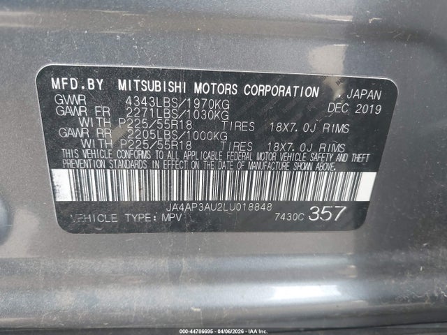 Продаж на аукціоні авто 2020 Mitsubishi Outlander Sport 2.0 Es, vin: JA4AP3AU2LU018848, номер лоту: 44786695