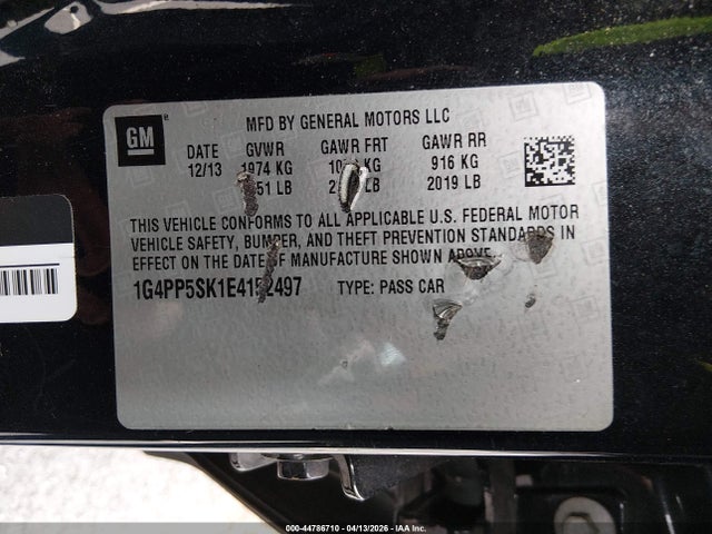 44786710 :رقم المزاد ، 1G4PP5SK1E4152497 vin ، 2014 Buick Verano مزاد بيع