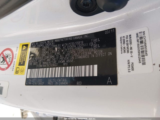 Продаж на аукціоні авто 2011 Lexus Rx 350, vin: 2T2BK1BA7BC109607, номер лоту: 44786716