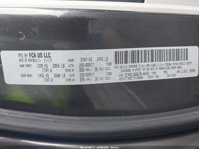 Aukcja sprzedaży 2018 Chrysler Pacifica Touring L, vin: 2C4RC1BG8JR144031, numer aukcji: 44786717