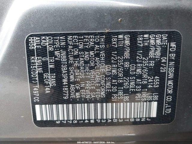 Продажа на аукционе авто 2023 Nissan Rogue Sv Fwd, vin: JN8BT3BA3PW418779, номер лота: 44786723