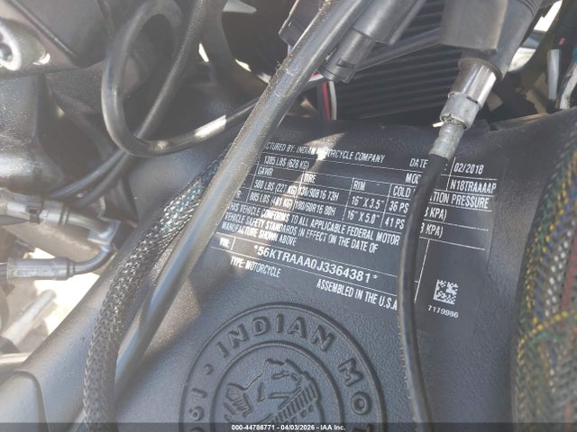 Aukcja sprzedaży 2018 Indian Motorcycle Co. Roadmaster, vin: 56KTRAAA0J3364381, numer aukcji: 44786771