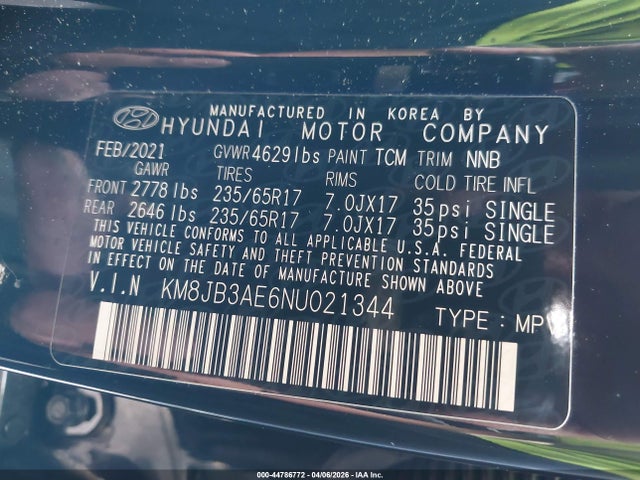 Hyundai TUCSON SEL 2022 KM8JB3AE6NU021344 Image 9