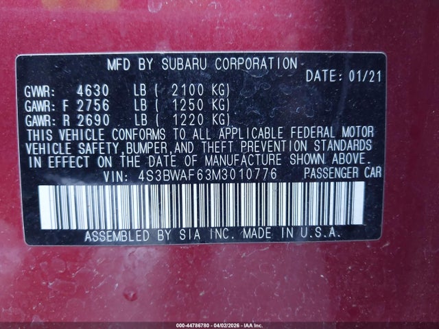 4S3BWAF63M3010776 Subaru Legacy Premium