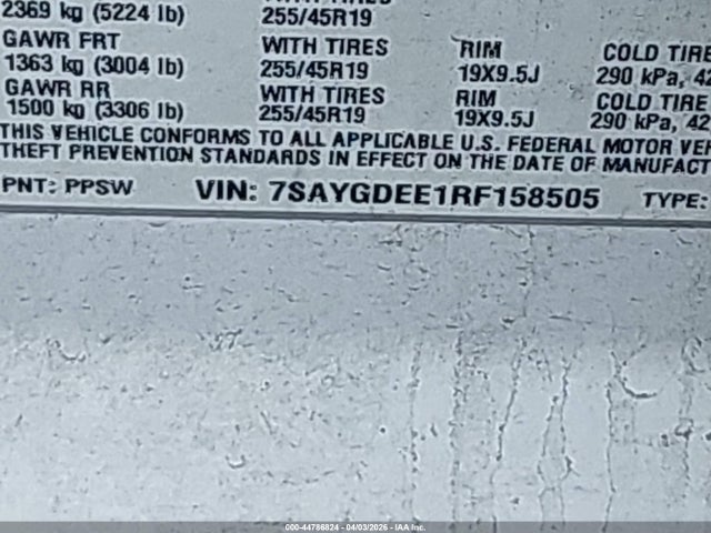 44786824 :رقم المزاد ، 7SAYGDEE1RF158505 vin ، 2024 Tesla Model Y Long Range Dual Motor All-wheel Drive مزاد بيع