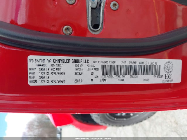 44786832 :رقم المزاد ، 1C6RR7HT0ES112255 vin ، 2014 Ram 1500 Sport مزاد بيع