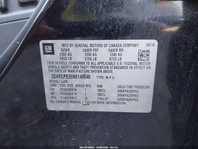 Продажа на аукционе авто 2017 Gmc Terrain Slt, vin: 2GKFLPE36H6149646, номер лота: 44786833