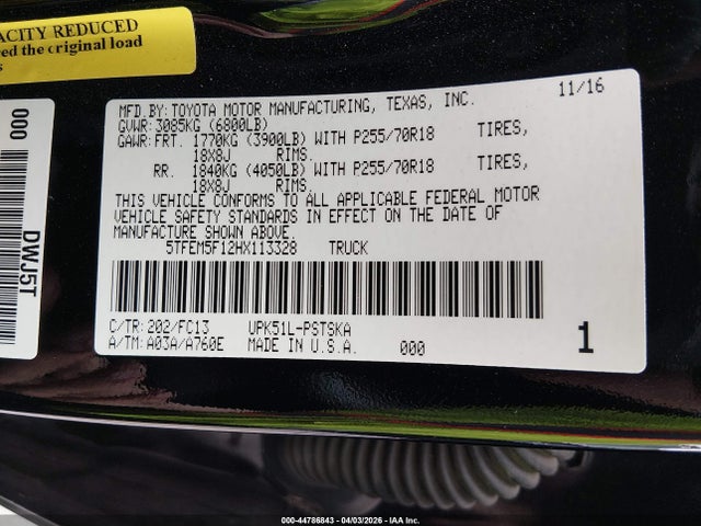 5TFEM5F12HX113328 Toyota Tundra Sr5 4.6l V8