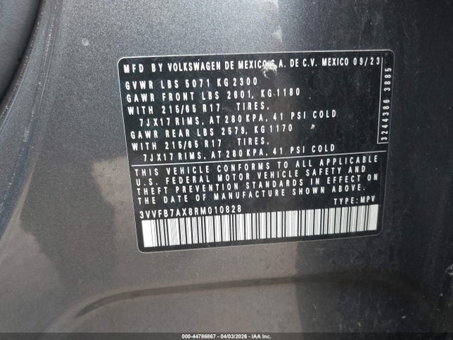 3VVFB7AX8RM010828 Volkswagen Tiguan 2.0t S