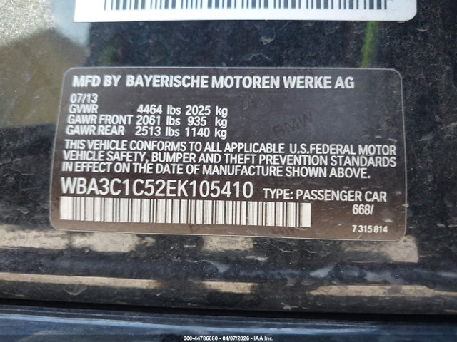 WBA3C1C52EK105410 BMW 328I