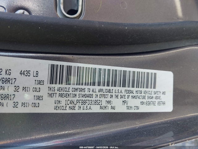 Aukcja sprzedaży 2015 Jeep Patriot Latitude, vin: 1C4NJPFB8FD318521, numer aukcji: 44786897
