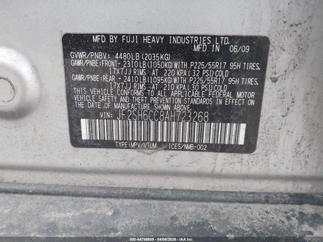 Продаж на аукціоні авто 2010 Subaru Forester 2.5x Premium, vin: JF2SH6CC8AH723268, номер лоту: 44786909
