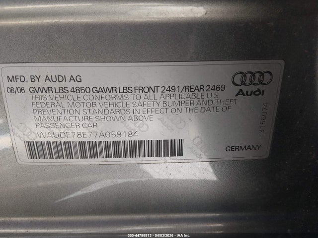 2007 AUDI A4 WAUDF78E77A059184 Photo 8