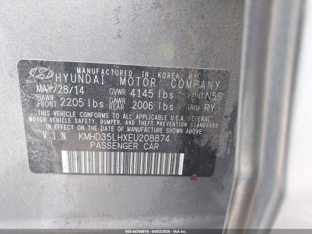 KMHD35LHXEU208874 Hyundai ELANTRA GT