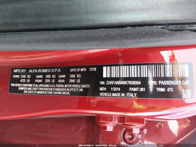 ZARFANBN9K7609004 Alfa Romeo Giulia Ti Sport Awd