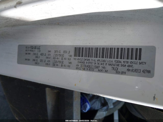 Продаж на аукціоні авто 2020 Ram Promaster 1500 Low Roof 136 Wb, vin: 3C6TRVAG8LE115007, номер лоту: 44786920
