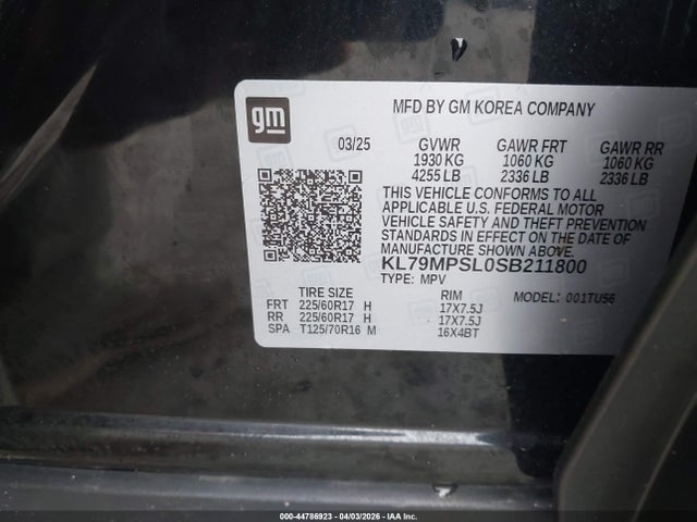 Продаж на аукціоні авто 2025 Chevrolet Trailblazer Fwd Lt, vin: KL79MPSL0SB211800, номер лоту: 44786923