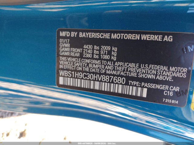 2017 Bmw M2 მანქანა იყიდება აუქციონზე, vin: WBS1H9C30HV887680, აუქციონის ნომერი: 44786928