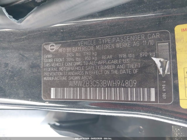 2011 MINI COOPER COUNTRYMAN WMWZB3C53BWH94809 Photo 8