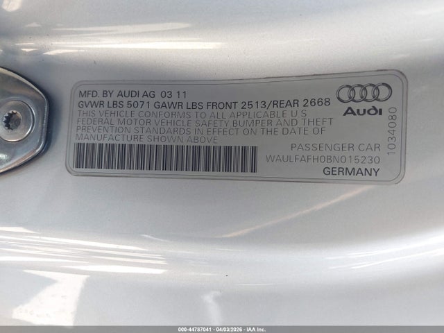 2011 AUDI A5 WAULFAFH0BN015230 Photo 8