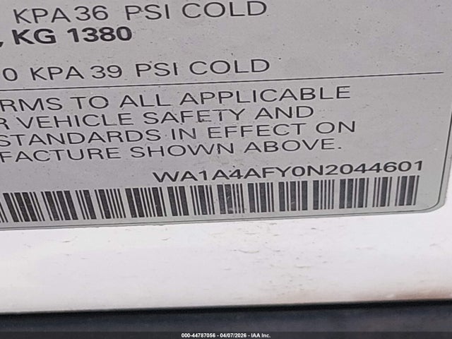 WA1A4AFY0N2044601 Audi Sq5 Premium Tfsi Quattro Tiptronic