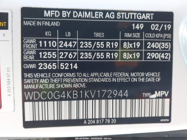 WDC0G4KB1KV172944 Mercedes-Benz Glc 300 4matic