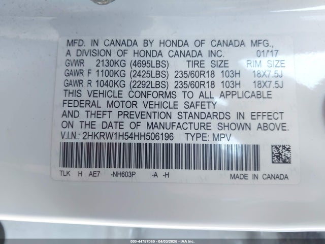 2HKRW1H54HH506196 Honda CR-V EX
