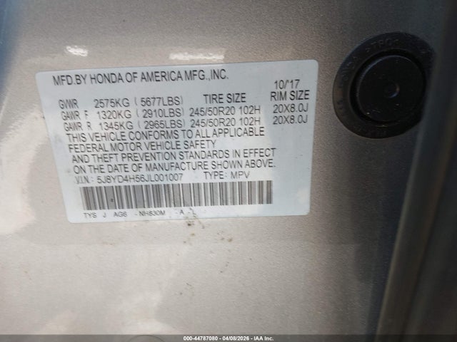 Aukcja sprzedaży 2018 Acura Mdx Technology Package   Acurawatch Plus Pkg, vin: 5J8YD4H56JL001007, numer aukcji: 44787080