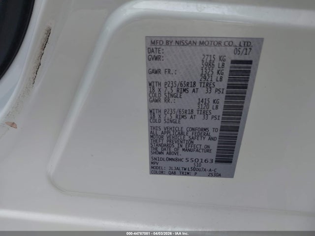 5N1DL0MN8HC550163 Infiniti QX60