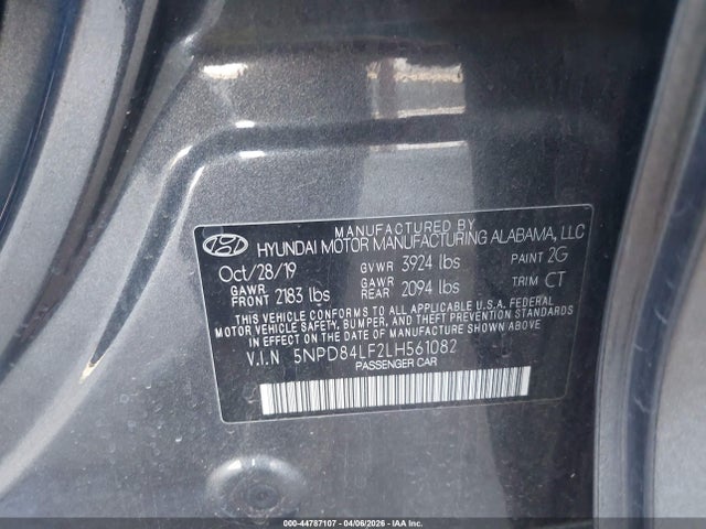 5NPD84LF2LH561082 Hyundai ELANTRA SEL