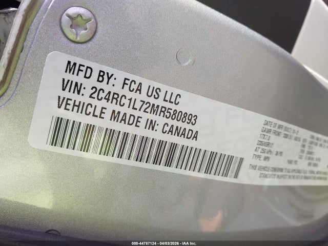 2021 Chrysler Pacifica Hybrid Touring L მანქანა იყიდება აუქციონზე, vin: 2C4RC1L72MR580893, აუქციონის ნომერი: 44787124
