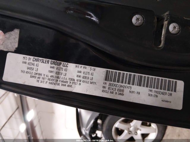 44787130 :رقم المزاد ، 2B3CA3CV3AH247479 vin ، 2010 Dodge Charger Sxt مزاد بيع