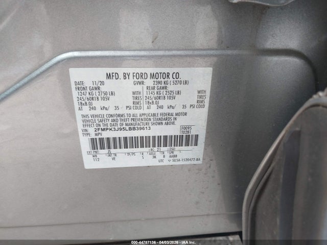 Ford EDGE SEL 2020 2FMPK3J95LBB39613 Image 9